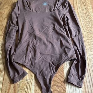 Nuuds Brown Long Sleeve Bodysuit